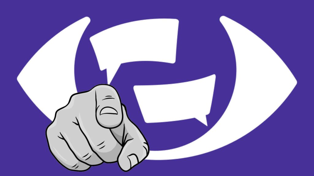 Logo der Kampagne „ChatkontrolleSTOPPEN!“ mit einer Hand, die auf dich zeigt.